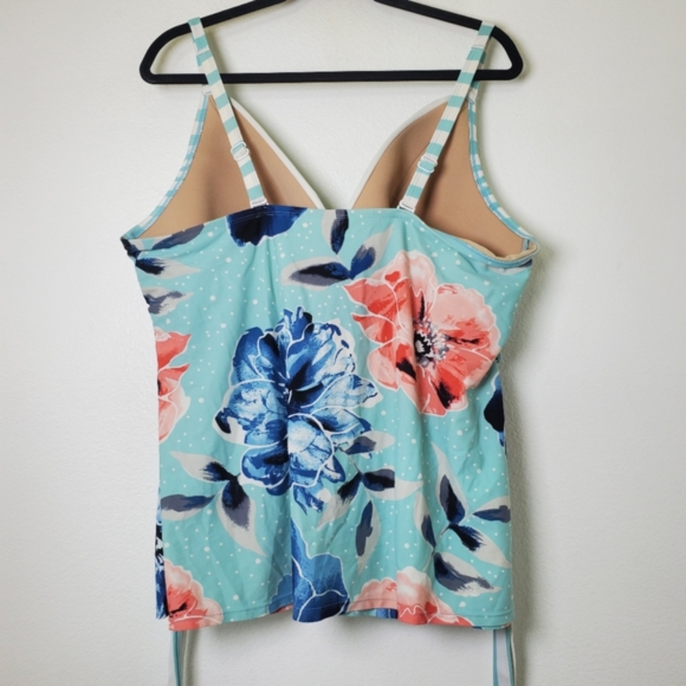 Lane Bryant Swim By Cacique Women's Striped Floral Tankini Swimsuit Top No Wire - Picture 8 of 12